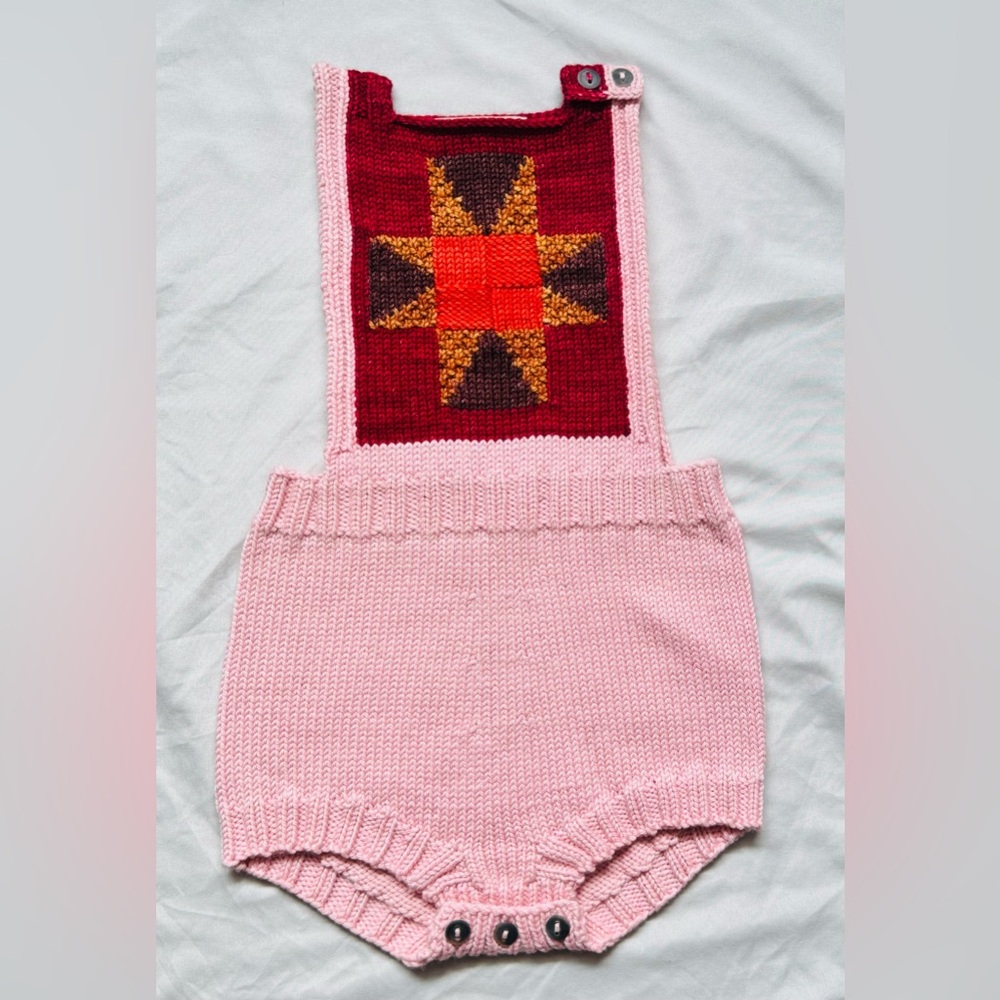 Misha And Puff Pink Knit Diaper Cover with Star Pattern